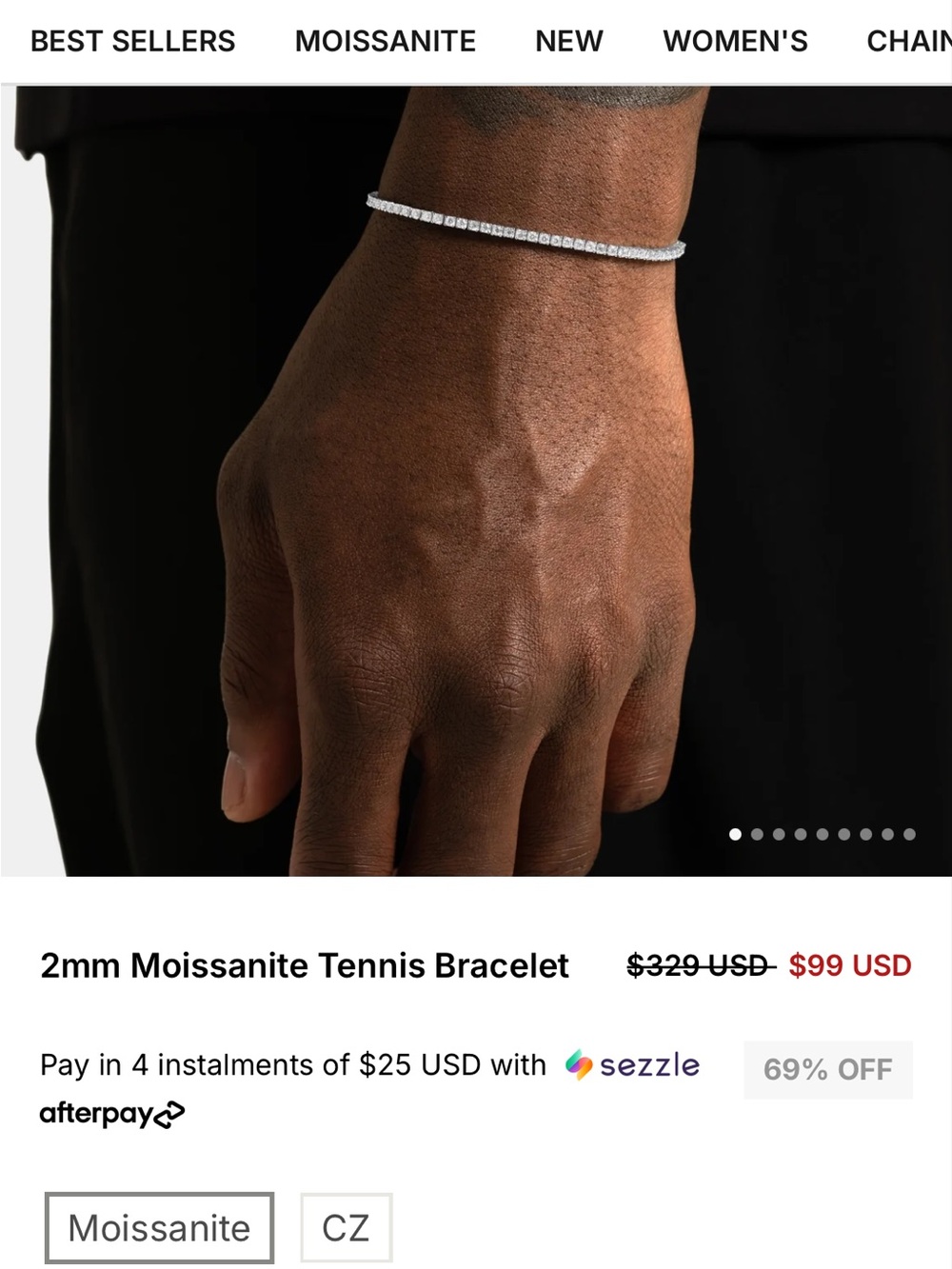 6Ice Silver 2MM Moissanite Tennis Bracelet - 🔥🔥🔥✅ WRIST SIZE #6 BRAND NEW
